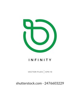 infinity sign logo design comes from leaves and water drops