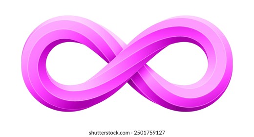 Infinity sign made of twisted octagonal rod. Vector illustration isolated on white background.