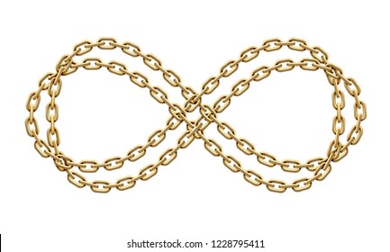 Infinity sign made of two intertwined golden chains. Mobius strip symbol. Vector realistic illustration isolated on a white background. - Powered by Shutterstock - Get 15% off with code: PIKWIZARD15