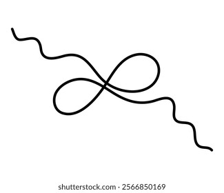 Infinity sign mark one line art,hand drawn unlimited eternity mark,idea Ouroboros snake drawing continuous contour.Endlessness concept,minimalistic art drawing.Isolated.Editable stroke.