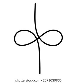 Infinity sign mark one line art,hand drawn unlimited eternity mark,idea Ouroboros snake drawing continuous contour.Endlessness concept,minimalistic art drawing.Isolated.Editable stroke.