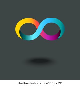 Infinity sign. Mobius strip. Gradient abstract modern colorful logo, icon. Vector illustration