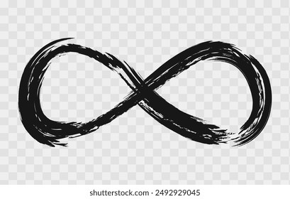Infinity sign on a transparent background. Grunge infinity sign. Grunge infinity sign on a chessboard of gray and white squares. Infinity sign combines deep meaning with a unique visual style.