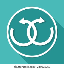 infinity sign on white circle with a long shadow