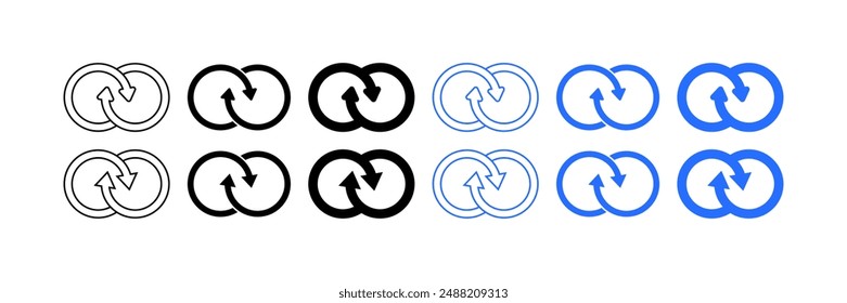 Infinity Sign Set Icons. Arrow Icons. Linear, Silhouette and Flat styles. Vector icons.