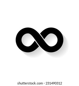 Infinity sign with shadow. Vector.