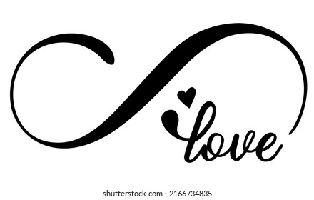 Infinity sign silhouette.Love text inscription.Forever friends.Black vector heart tattoo stencil romantic symbol.Wedding icon.Family.Marriage.Valentines day.Vinyl wall sticker decal. DIY. Cricut Cut