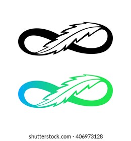 Infinity Sign with a Stylized Leaf. Vector Design Element.