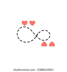 Infinity sign symbol with red heart isolated on white background vector.