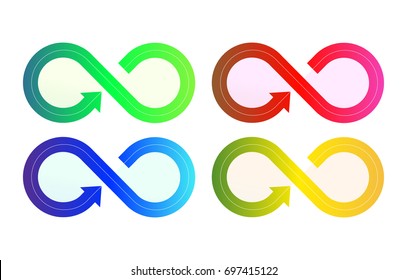 Infinity sign symbols with arrows in different variations