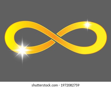 Infinity sign - vector full color illustration. The infinity symbol is a sign or icon for identity. A golden, shining, brilliant infinity sign.