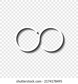 Infinity simple icon vector. Flat design. White with shadow on transparent grid.ai