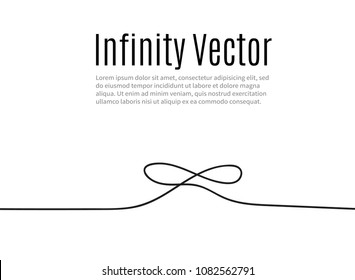 Infinity in solid lines of drawing. Continuous black line. Work flat design. The symbol of infinity of motion.