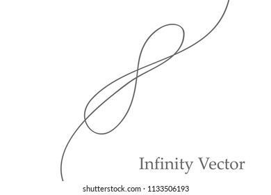 Infinity in solid lines of drawing. Continuous black line. Work flat design. The symbol of infinity of motion