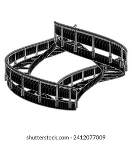 Infinity Spiral Staircases Vector 48. Illustration Isolated On White Background. A Vector Illustration Of Endless Circular Helical Stairs.