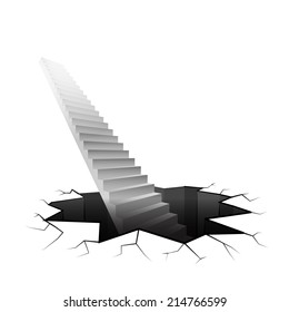 infinity staircase rising from cracked ground vector illustration