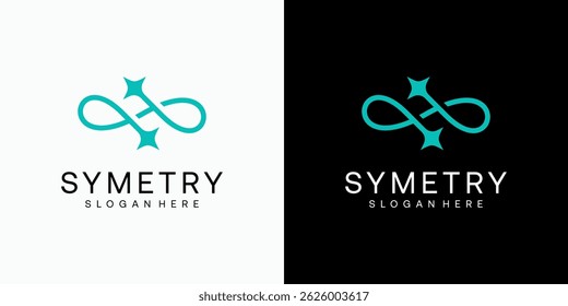 Infinity star line shape vector logo design with luxury, clean and abstract style. Icon for business, cosmetics and beauty, and personal branding.
