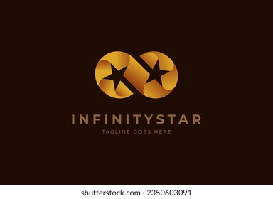 Logo Estrella Infinita. infinito con combinación de estrellas. ilustración vectorial