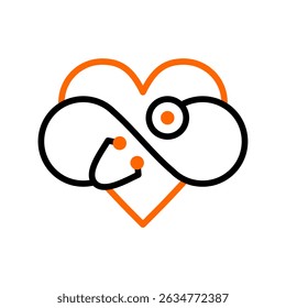 Infinity stethoscope with heart icon, medical, hospital, nursing home, modern icon, stethoscope, and heart infinity sign 