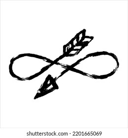 Infinity Symbol, Arrow, Lemniscate, Hand Drawn, Vector, Isolated On White Background