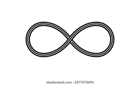 infinity symbol black isolated 3 line vector