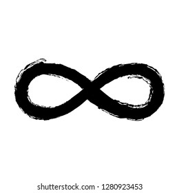 infinity symbol, black paint, brush stroke effect, vector 