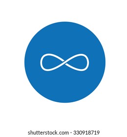 Infinity Symbol.  Blue Button Isolated On  White Background