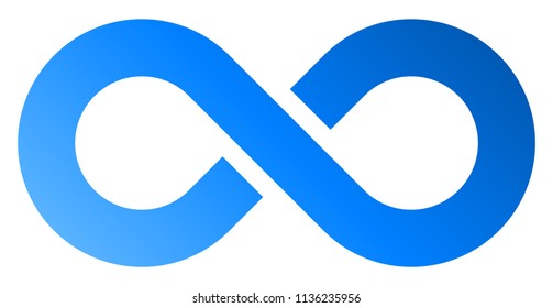 infinity symbol blue - gradient with discontinuation - isolated - vector illustration