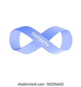 Infinity symbol. Blue realistic ribbon. Vector illustration.