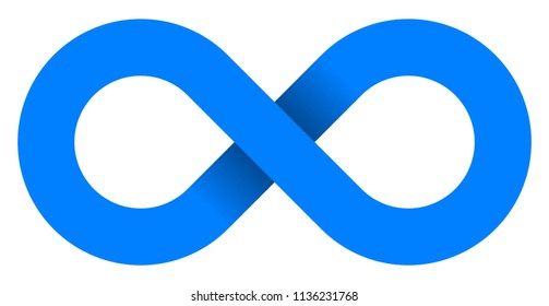 infinity symbol blue - simple with shadow - isolated - vector illustration