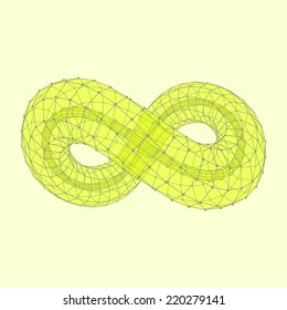 Símbolo infinito. Se puede utilizar como elemento de diseño, emblema, icono. Ilustración vectorial 3d. 