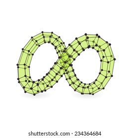 Símbolo infinito. Se puede utilizar como elemento de diseño, emblema, icono. Ilustración vectorial 3d.  