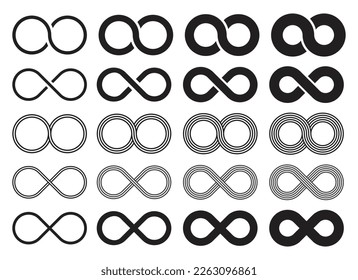 Infinity symbol collection vector illustration isolated on white