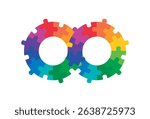 Infinity symbol colorful puzzle design. Vector isolated on white background.	