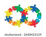 Infinity symbol colorful puzzle design. Vector isolated on a white background.	