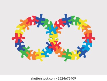 Infinity symbol colorful puzzle design. Vector isolated on white background.	
