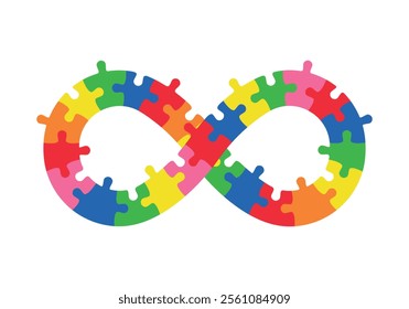 Infinity symbol colorful puzzle design. Vector isolated on white background.	
