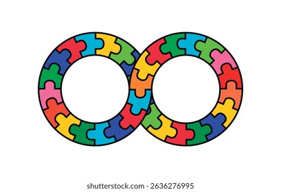 Infinity symbol colorful puzzle design. Vector isolated on white background.