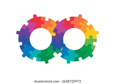 Infinity symbol colorful puzzle design. Vector isolated on white background.	