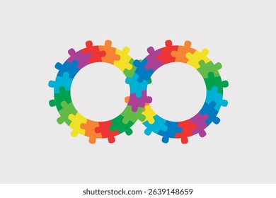 Infinity symbol colorful puzzle design. Vector isolated on white background.	