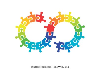  Infinity symbol colorful puzzle design. Vector isolated on white background.	