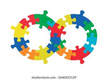 Infinity symbol colorful puzzle design. Vector isolated on a white background.	