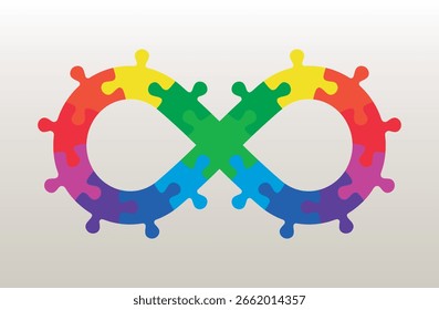 Infinity symbol colorful puzzle design. Vector isolated on white background.	