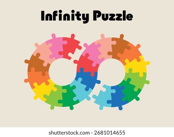 Infinity symbol colorful puzzle design. Vector isolated on white background