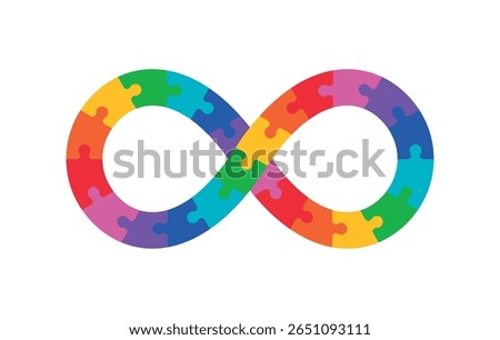 Infinity symbol colorful puzzle design. Vector isolated on a white background.	