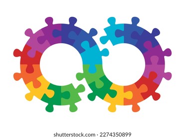 Infinity symbol colorful puzzle vector isolated on white background.