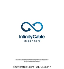 infinity symbol combine with socket logo, infinity cable logo icon template