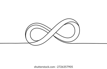Símbolo de infinito línea negra continua dibujo elegante en bucle ilustración concepto de diseño de arte