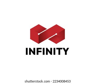 Infinity Symbol Cube Logo Design Template