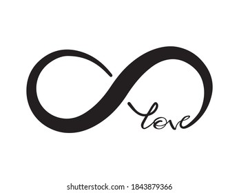 Símbolo infinito con texto de amor decorativo, diseño vectorial